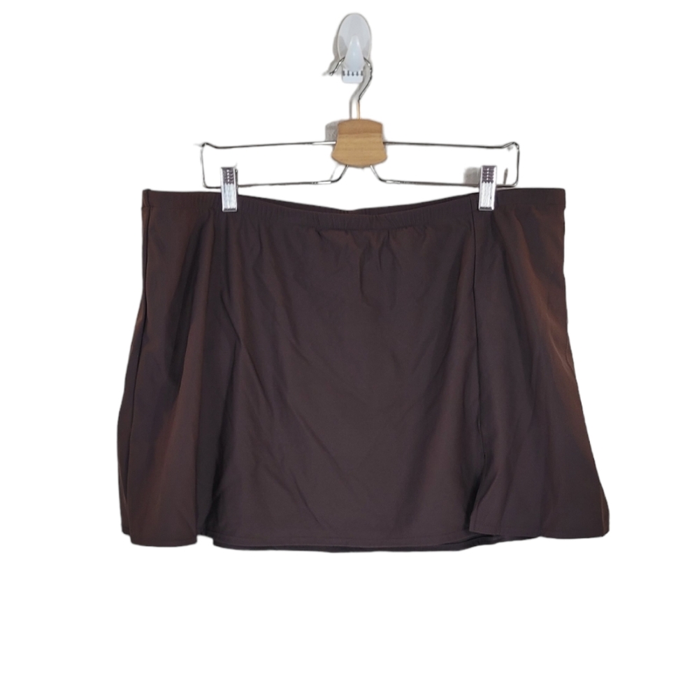 PENBROOKE Brown Side Slit‎ Tummy Control Swim Skirt Brief Size 26W